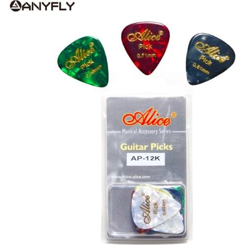 Alice Original AP-12K 12Pcs/Case Gold Golden Stamping Acoustic Electric Celluloid Guitar Picks Plectrums