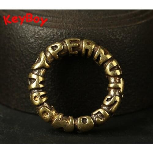 Retro Brass Letter Key Chain Ring Closed Copper Round Rings DIY Keychain Handmade Accessories Jewelry Men Car Keyring Hangings