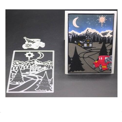 YINISE Metal Cutting Dies For Scrapbooking Stencils Rural Mountain DIY Paper Album Cards Making Embossing Die Cuts Cutter MOLD