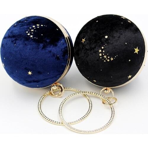 Fashion temperament star ball Evening bag suede ladies Party Wedding Day clutches Elegant Women small round Handbags and Purse