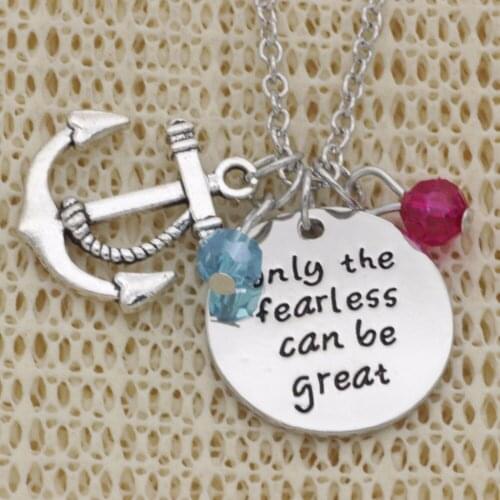 Fashion Necklace Anchor only the fearless can be great crystal Alloy Necklace Chains Jewerly For Women N2019