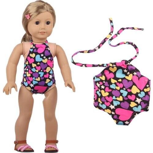Fashion New Pattern Popular Love Swimsuit Fit 18 Inch American&43cm Baby New Born Doll Clothes Accessories,Girls Toys