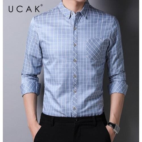 UCAK Brand Casual Long Sleeve Shirt Men Clothes Spring Autumn New Arrivals Classic Striped Streetwear Pockets Shirts Homme U6198