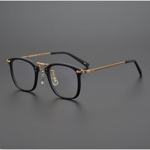 Handmade Square Glasses Men Exquisite Acetate Titanium Japanese Personality Design Vintage Eyeglasses Women GMS-806