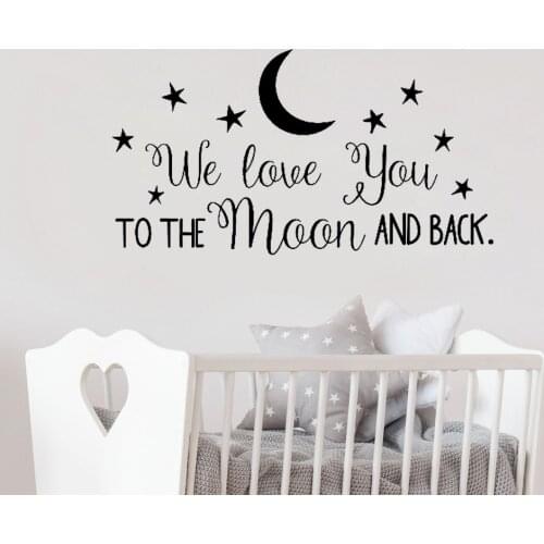 Nursery Wall Decal Classic Quote We Love You To The Moon And Back Vinyl Wall Stickers Sayings Kids Room Wall Decor Mural G273
