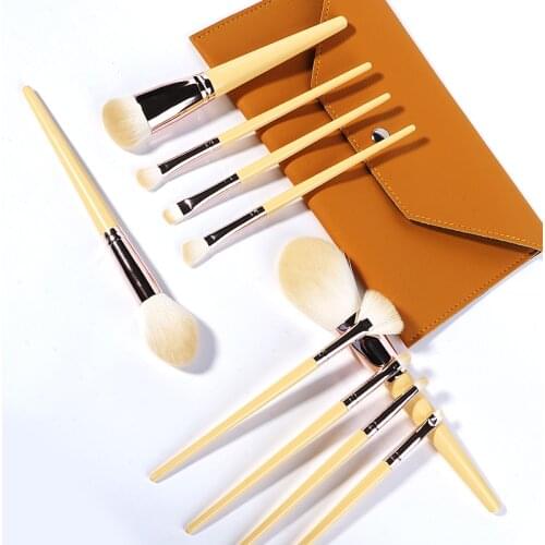 New Lemon 10 Novice Makeup Brush Set Soft Hair Wooden Handle Loose Powder Eyeshadow Blush Brush Beauty Tools Soft Skin-friendly