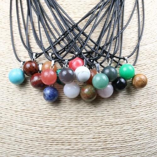 Hot Wholesale Natural Stone Choker Necklace Round Shape Rose Quartze/agated Pendant Necklace DIY Jewelry Gifts for Women Men