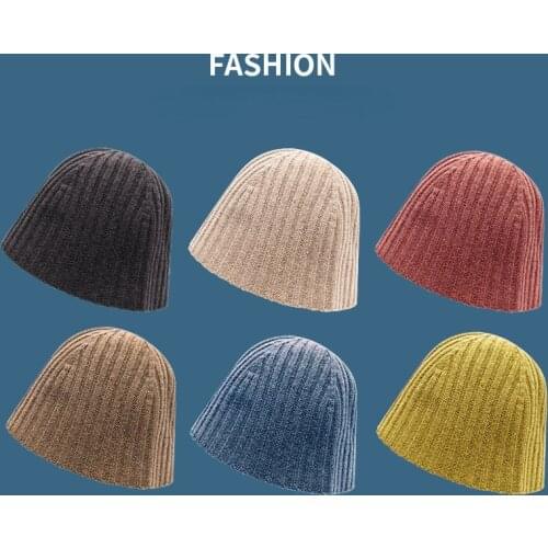 2021 Womens Solid Color Panama Bucket Hat Bone Men Autumn Winter Knitted Beanies Hat Female Streetwear Warm Hip Hop Bonnet Caps