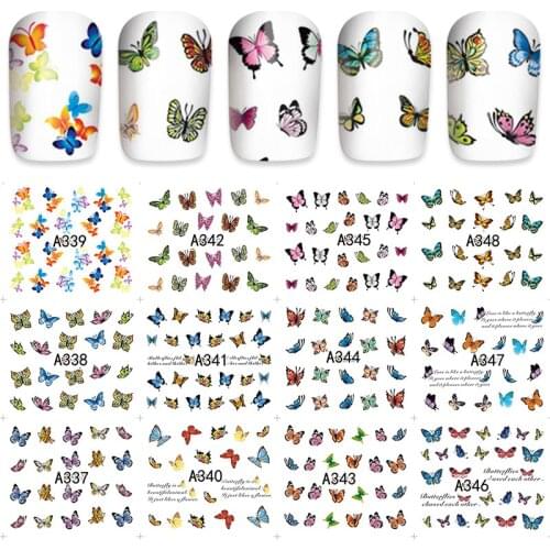 12 Sheets Flower Butterfly Water Transfer Nail Art Decorations Sticker Decals Manicure Nail Supplies For Professionals
