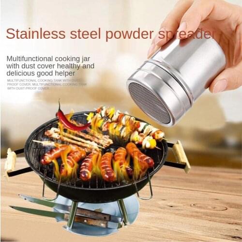 Stainless Steel Sprinkler Tube Fancy Coffee Sprinkler Fine Mesh Type Barrel With Lid Cocoa Powder Cinnamon Powder Sprinkler Can