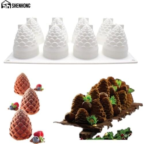 SHENHONG Pine Nuts 3D Cake Mousse Mould Pop Silicone Silikonowe Formy Mold Art Moule Brownie Baking Pastry Tools Muffin