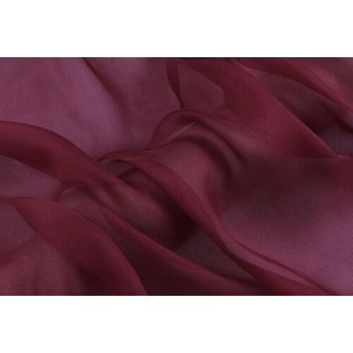 Howmay 100% pure silk fabric chiffon 5.5m/m 140cm 55" burgundy 89# color for scarf dress scarf decoration