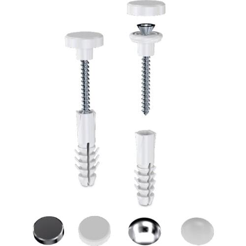 STEEL SCREW FLAT/ROUND CHROME COVER (ACCESORIES FIXING KIT)