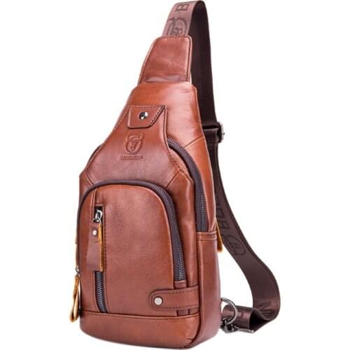 BULLCAPTAIN Genuine Leather Crossbody Bags Men Shoulder Men Chest Bags Fashion Travel Handbags Man Messenger Bag Male