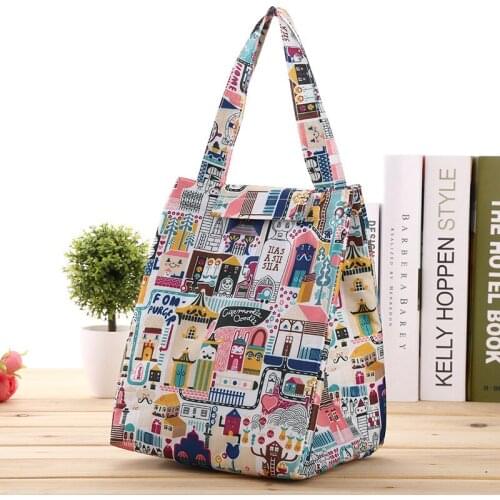 Camping Picnic printing Bag with Ice Pack Bag Camp Insulated Cold Ice Storage Handbag Cooler Box Food Carry Case Portable Bag