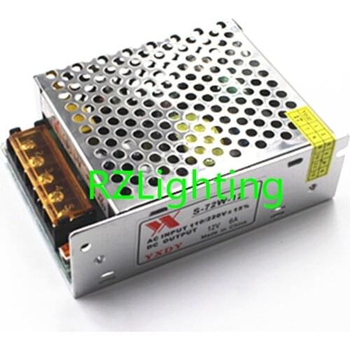 Led Driver AC100-240V to DC 12V 6A Power Adapter for LED Strip light Supply Transformer