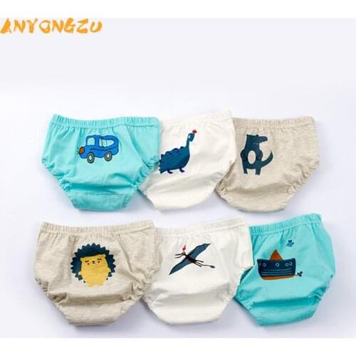 Cute Baby Panties Cloth Training Don't clip PP Pants Nappies Diaper Boy Soft cartoon Cotton Panties Briefs Diaper Cover 3pcs/lot