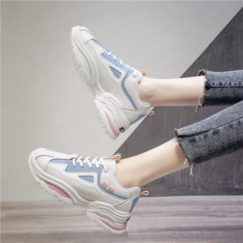 Women Chunky Sneakers Fashion Platform Sneakers White Ladies Brand Designer Casual Shoes Woman Leather Sports Dad Shoes Female 6