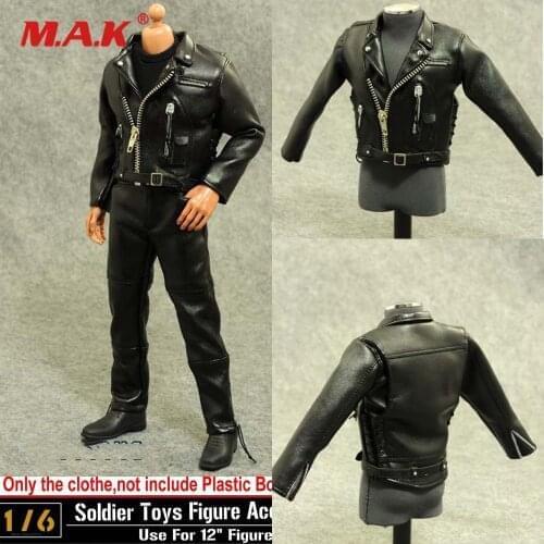 1/6 Arnold Schwarzenegger Black Leather Jacket Costume Suits Set Model Locomotive Version Toy FOR 12" Male Figure Body Models