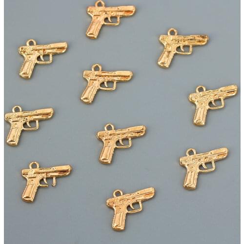 10Pcs Pistol Charms 3 Colors Punk Alloy Gun Pendant Charm For DIY Jewelry Makings Accessories Necklace Bracelet Anklet Handmade