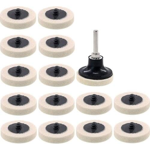 16Pcs 2 Inch Fabric Disc Polishing Buffing Pads Wheels Disc Holder With 1/4 Inch Shank for Cleaning Polishing Sanding