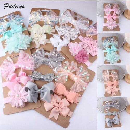 2019 Brand 3Pcs Newborn Baby Girl Headband Infant Toddler Princess Sequins Tulle Bow Hair Band Girls Party Headwear Accessories