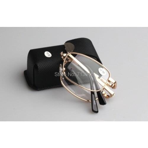 2019 Gafas De Lectura Bifocal Progressive Multifocal Folding Golden Metal Frame Reading Glasses+1 +1.5 +2 +2.5 +3 +3.5 +4 +1