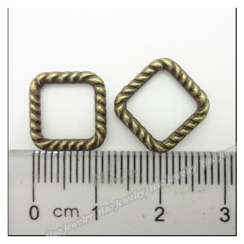 34pcs Charms Square Ring Pendant Bright Antique bronze Zinc Alloy Fit Bracelet Necklace DIY Metal Jewelry Findings