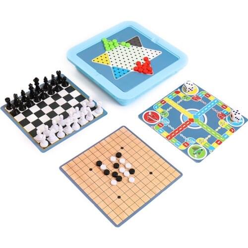 4 in 1 Multifunctional Board Game Chess Flying Chess Checkers Gobang Chinese Chess Adult Parent-child Game Toys