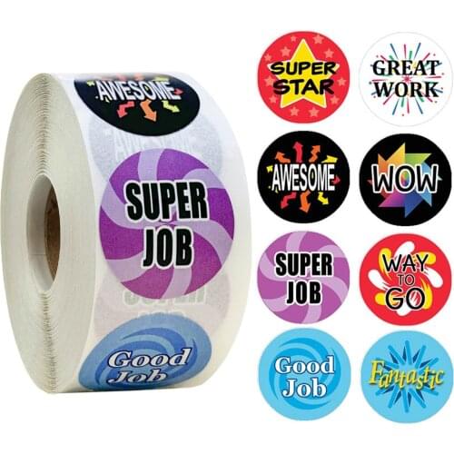 50-500pcs 1Inch Cartoon Word Reward Sticker Encouragement Motivational Sticker for Students Teachers Use Kids Toy Sticker