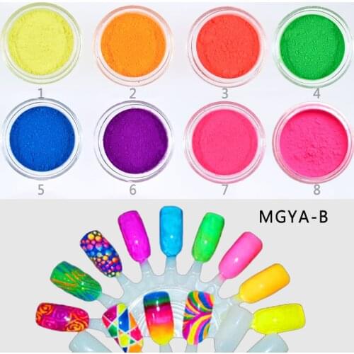 8 Boxes Neon Pigment Nail Powder Dust Ombre,Nail Are Neon Pigment Neon Pigments Gradient Nail Neon Powder Gradient Pigments