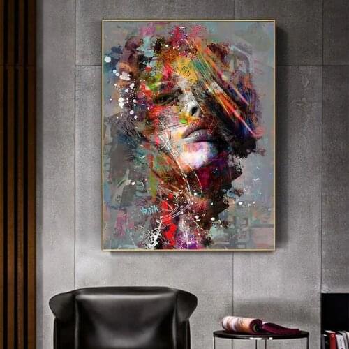 Abstract Girl Graffiti Art Canvas Paintng Posters and Prints Modern Style Wall Art Pictures for Living Room Home Decoration
