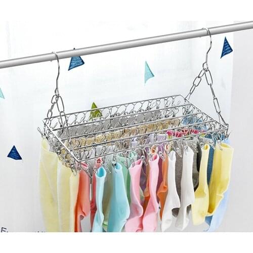Balcony Folding Socks Shoe Drying Rack Clothes Airer Stainless Steel Laundry Towel Storage Hanging Dryer Clothespins Drying