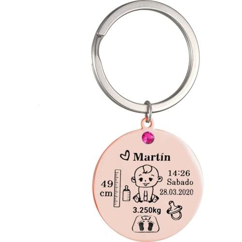 Baby Boy birth keychain key chain custom name height weight date keychains stainless steel Keyring mom dad jewelry birthday gift