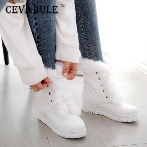 CEVABULE 2021 Elegant Hair Collar Seam Boots Sweet Candy Boots Inner Slope and Muffin Boots Snow Boots demonia boots TYX