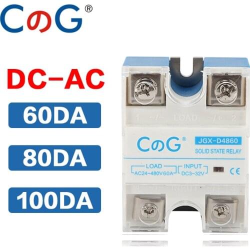 CG New60A 80A 100A DA Relay Single Phase DC Control AC 24-480VAC 3-32VDC SSR-60DA Heat Sink Solid State Relay With Plastic Cover