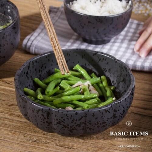 Vegetable bowl kitchenware rices bowls ceramic flower food tray utensils black pupkins bowl