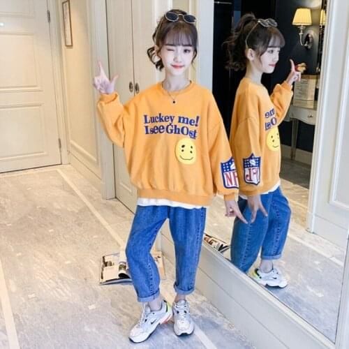 Girls Suits Sweatshirts +Pant Sets 2021 Letters Spring Autumn High Quality Formal Party Outfits Sport Teenagers Kids Cotton Trac