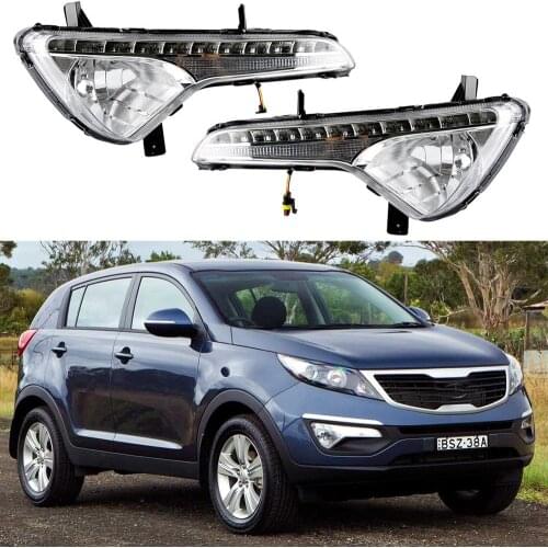 For KIA Sportage SL 2010-2013 LED DRL Daytime Running Light Front Bumper Fog Lamp w/ Turn Signal
