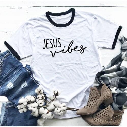 Jesus Vibes T-shirt Unisex 90s Religious Christian Faith Tshirt Casual Plus Size Women Crewneck Motivational Slogan Tees Tops