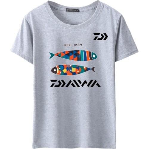 Daiwa Fishing T-Shirts Jersey Short-sleeve Cotton Fishermen Angling Carp Trout Bass Lure Anti-UV Quick Dry Breathable Clothing