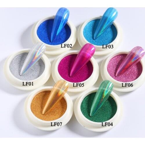 Holographic Nail Powder Chrome Laser Mirror Glitter Design Nail Art Pigment Rub Dust Flakes Decorations Brush Manicure