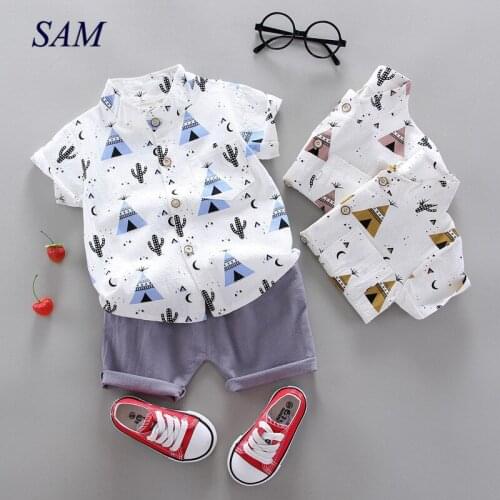 2020 Boys outfit Toddler Baby boy summer clothes Suit short sleeve Gentleman Tops cactus T-shirt + Shorts Pants Clothing Sets
