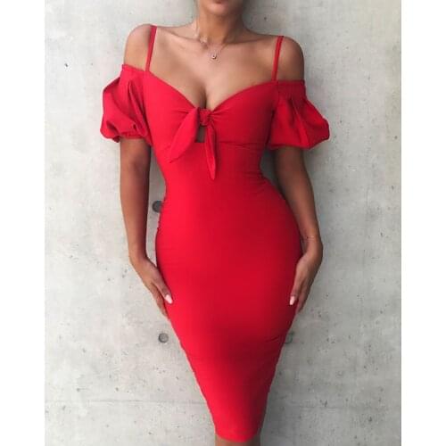 Summer new dress bow sexy lotus leaf short sleeve sling waist length