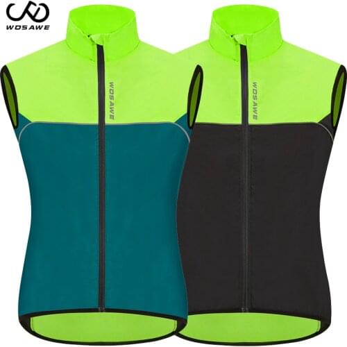 WOSAWE Cycling Vest Windproof Reflective Cool down downhill MTB Bike short sleeves Vest riding Sleeveless Bike Clothing pocket