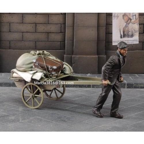 1/35 scale WW2 civilians cart miniatures WWII Resin Model Kit figure Free Shipping