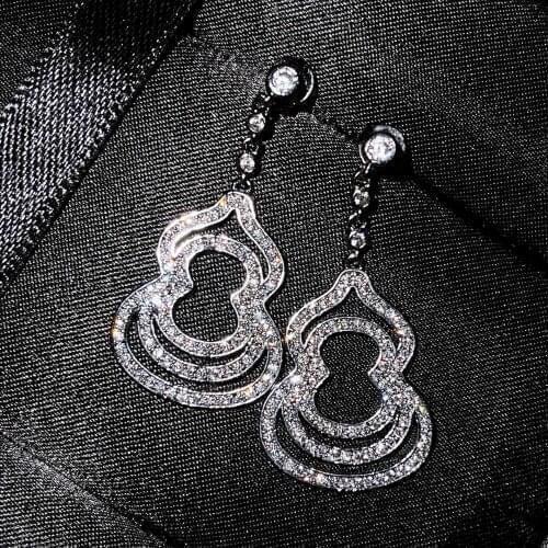 QTT Cute 925 Sterling Silver Long Hanging Earrings Vintage Gourd Dangle Earrings For Women Wedding Accessories Jewelry