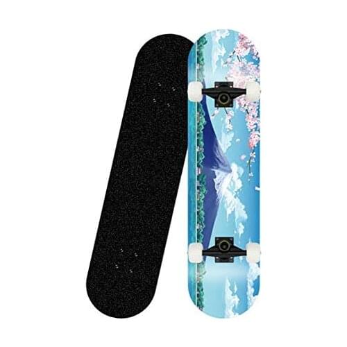 Skateboard Complete 31.5 Inch Skateboard 7-Layer Maple Wood Black Paint Bracket Skateboard for Adult Beginner Boys