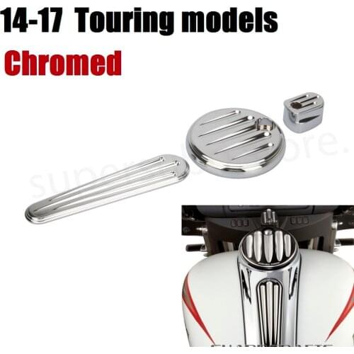 Motorcycle CNC Chrome Dash cover chromed Pack Ignition Fuel Door Dash For harley Road Glide Touring 2014-2017
