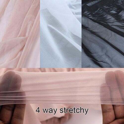 Superfine Nylon 4 Way Stretch Spandex Mesh Fabric Underwear Stockings Knit Net Nude Flesh color high-elastic BY YARD